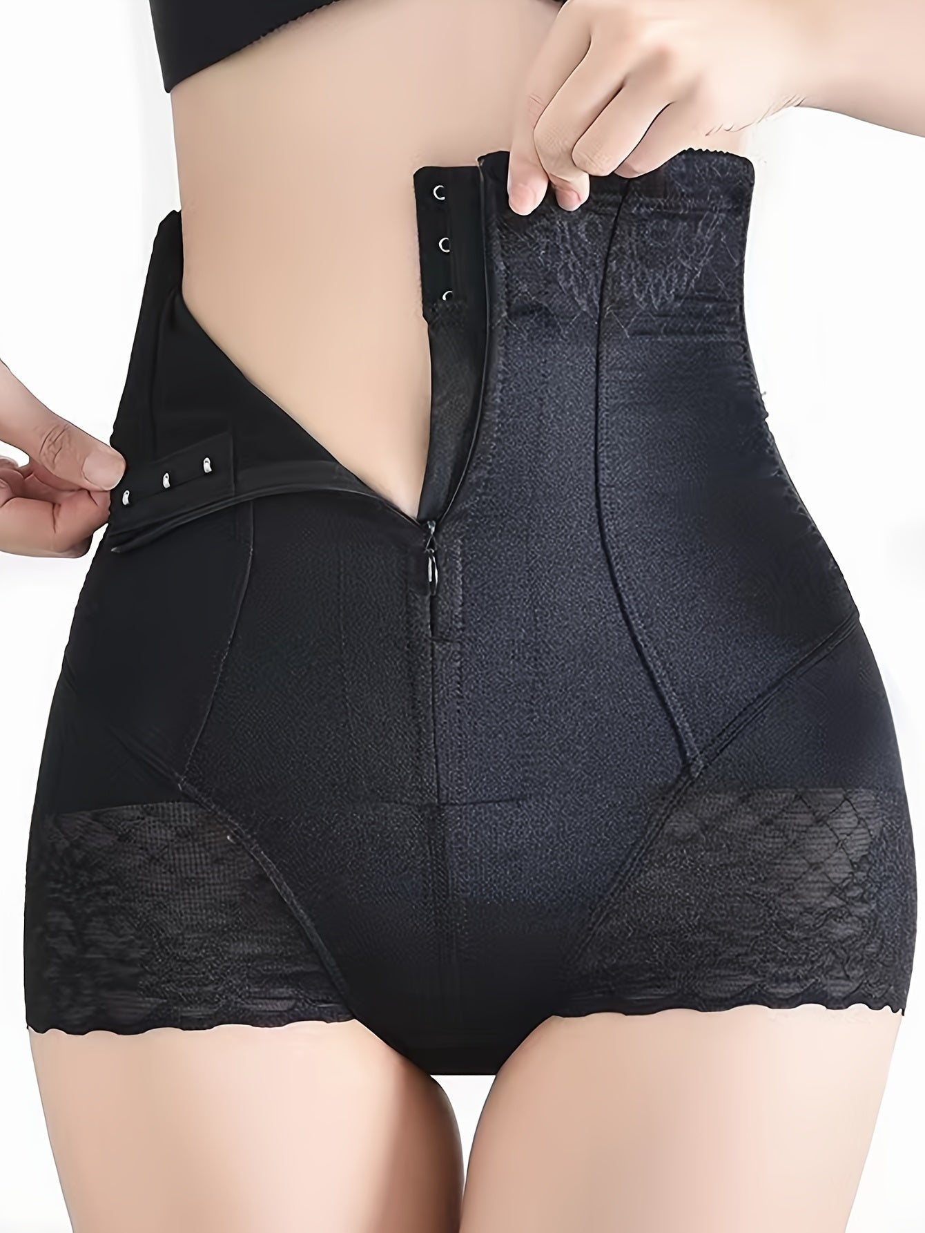 Women's Floral High-Waist Shapewear Briefs Tummy Control Spandex Polyamide