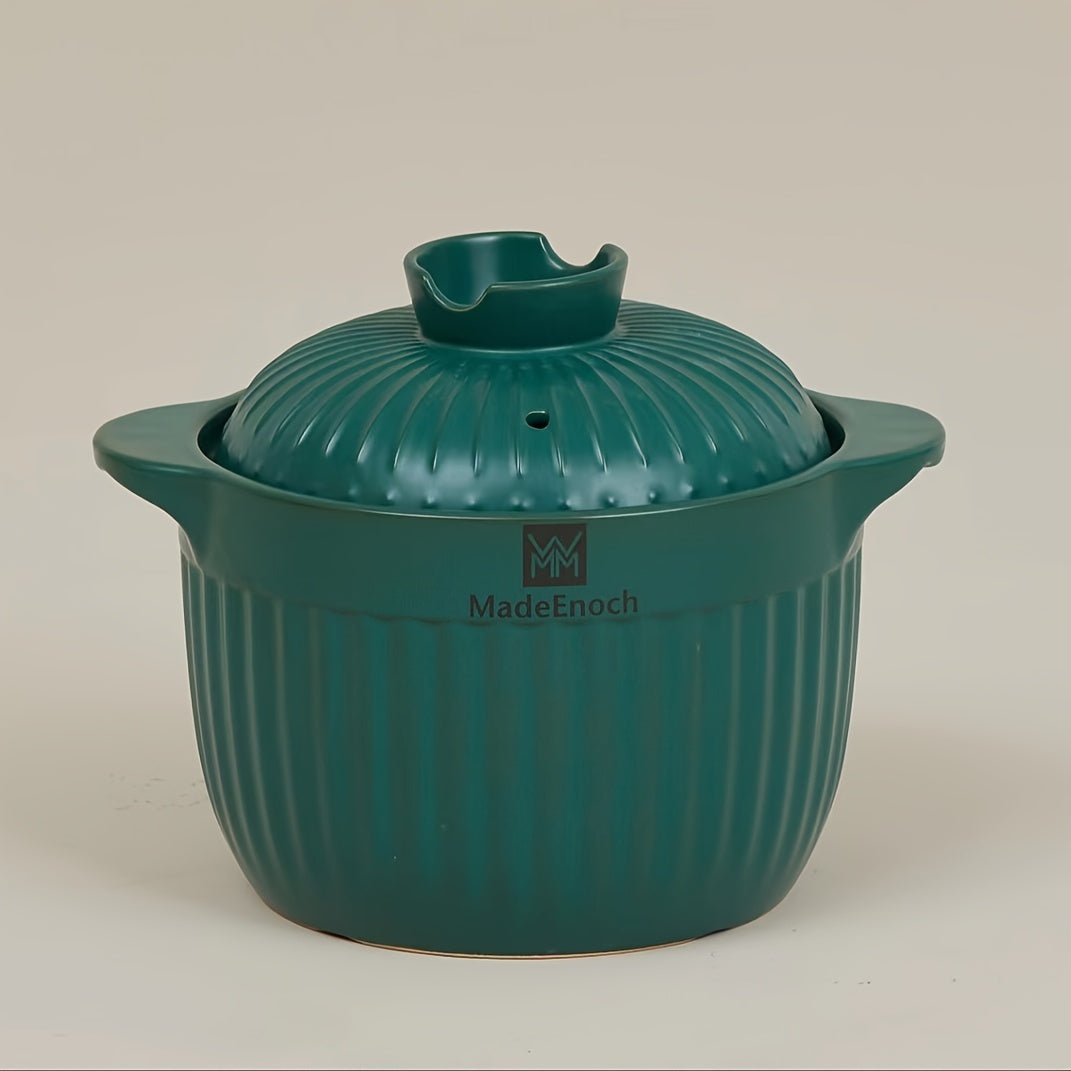 Красная/Зеленая 3L Традиционная Кастрюля из Сподумена с Нержавеющей Стальной Крышкой - Керамическая Чаша для Супа и Тушеного Мяса для Газовой Плиты, Идеально Подходит для Риса и Здорового Приготовления, Только Ручная Стирка