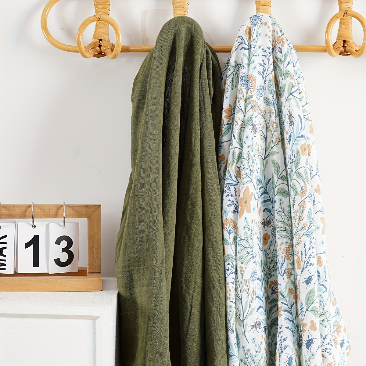 Two-Piece Muslin Cotton Blanket Set 120x110cm for Home and Travel