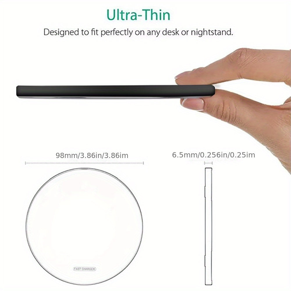 Slim Wireless Charger Pad 15W Fast Charging for iPhone and Samsung Black White Case-Friendly
