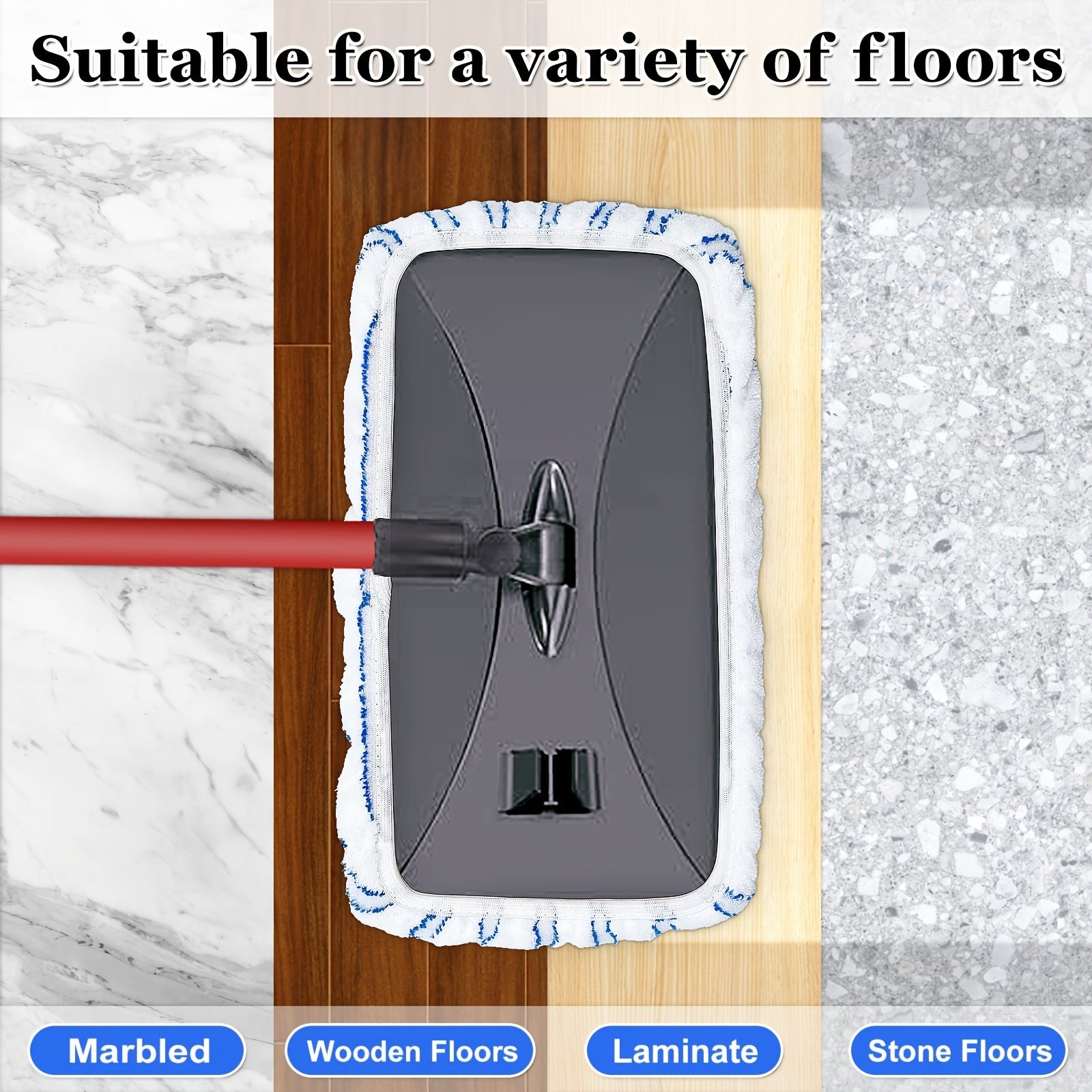 Microfiber Flat Mop Replacement Pad 15x8 for Dry Wet Floor Cleaning