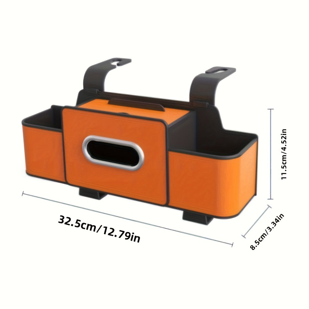 Black Car Seat Back Organizer with Tissue Box and Cup Holders