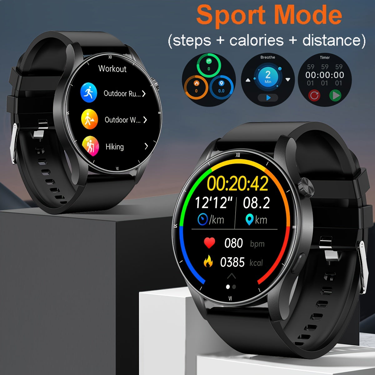 Мужские умные часы 3,53 см TFT-дисплей Водонепроницаемый фитнес-трекер Уведомления о звонках и SMS