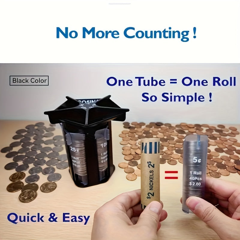 5-in-1 Coin Sorter Manual Counter with Compartments for Pennies Dimes Nickels and Dollars
