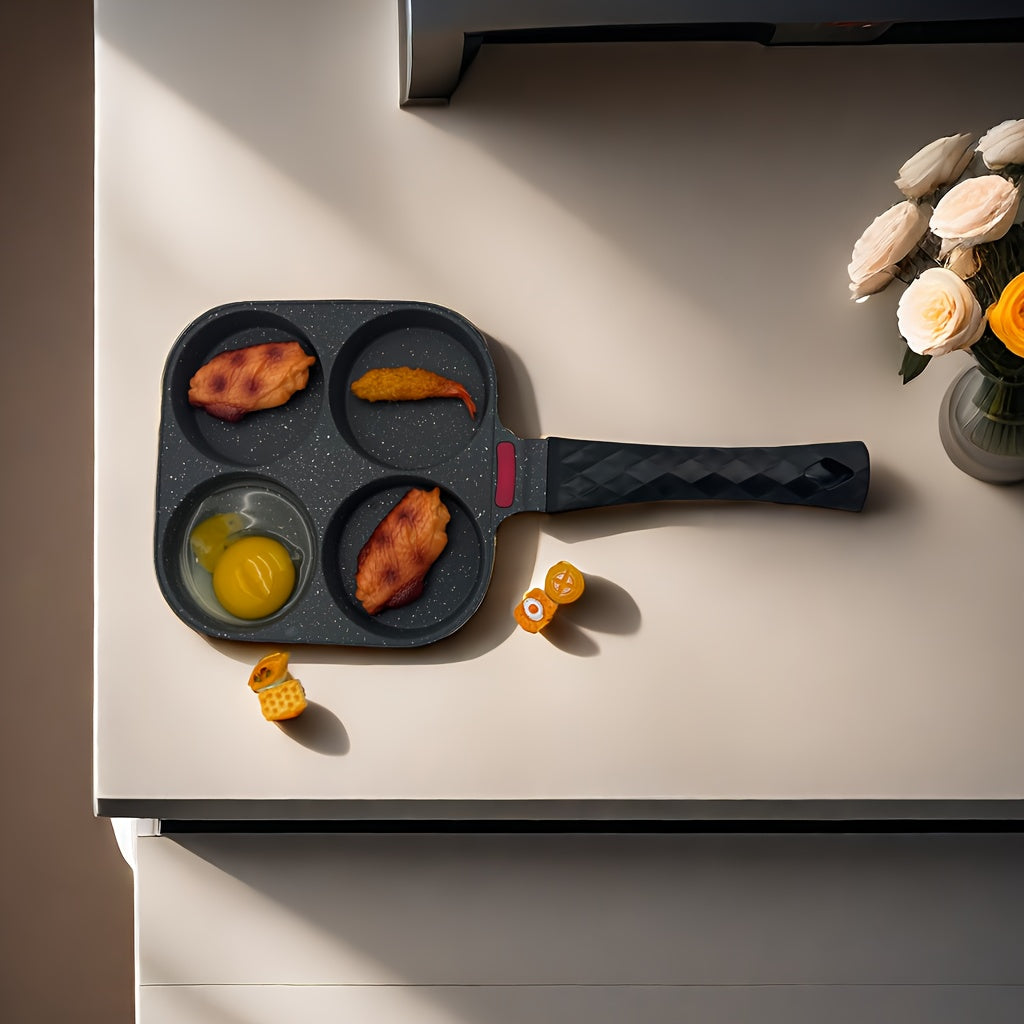 Nonstick 4-Cup Egg Pan Granite Nonstick Skillet for Eggs Pancakes Crepes Gas and Induction Stoves