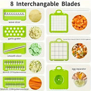 16-Piece Vegetable and Fruit Chopper Set, Manual Food Cutter, Onion Slicer