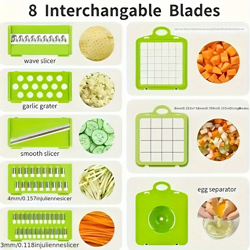 16-Piece Vegetable and Fruit Chopper Set, Manual Food Cutter, Onion Slicer