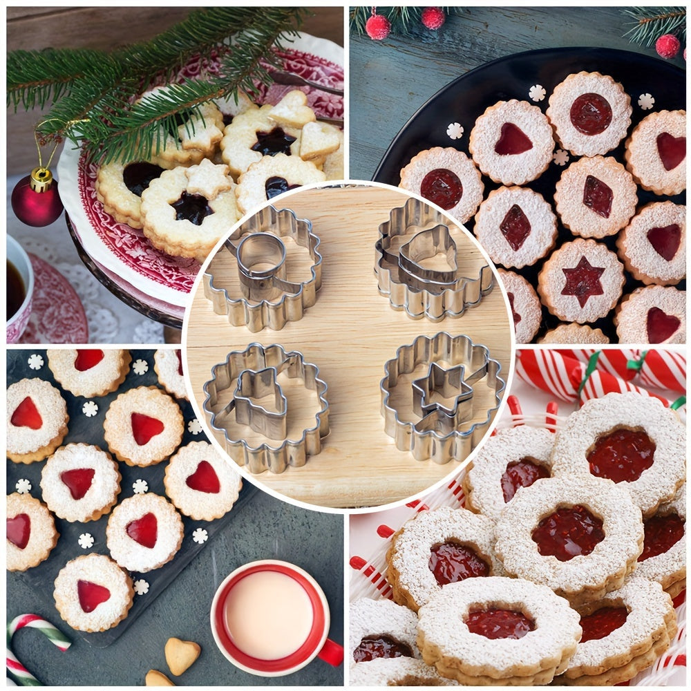 9 ta Rojdestvo Pechene Kesgichlari to'plami, zanglamas po'latdan yasalgan - Gingerbread odam, qor to'pi, yulduz, qo'ng'iroq va daraxt kabi bayram shakllarini o'z ichiga oladi - Bayram pishirish uchun ideal