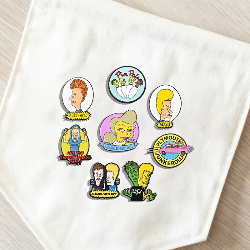 8 ta multfilm broochlar to'plami, kiyim va sumkalar uchun kreativ pinlar