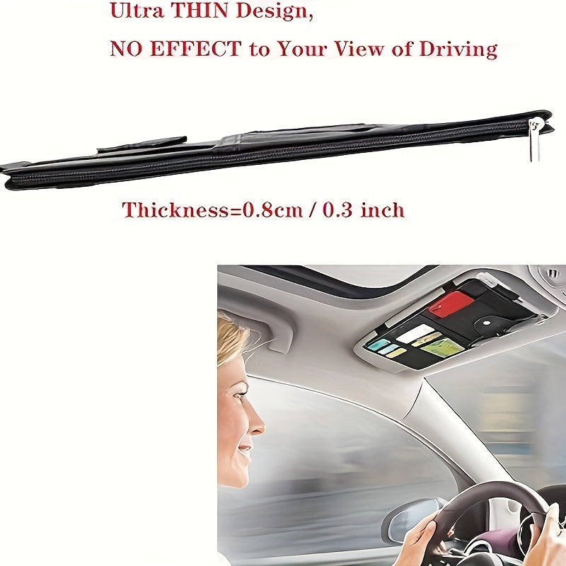 Car Glasses Holder Leather Sun Visor Card Pocket Organizer for Tickets