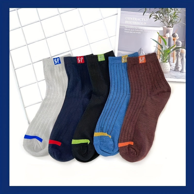 Men's Business Socks 5 or 10 Pairs Mid-Tube Odor-Resistant Breathable Moisture-Wicking