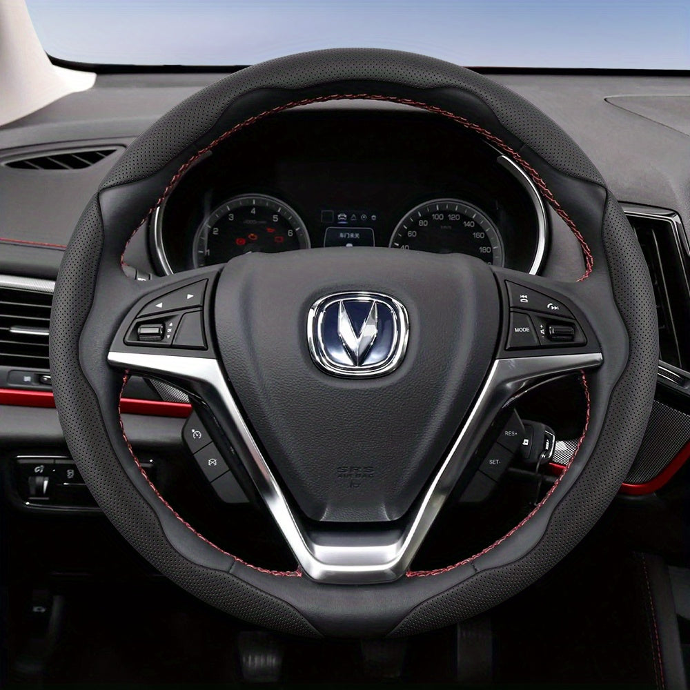 Universal Breathable Faux Leather Steering Wheel Cover with Quick-Release Design