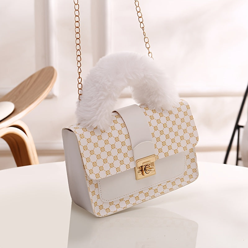 Girls PU Crossbody Bag with Cartoon Print and Buckle Closure for Going Out and Parties