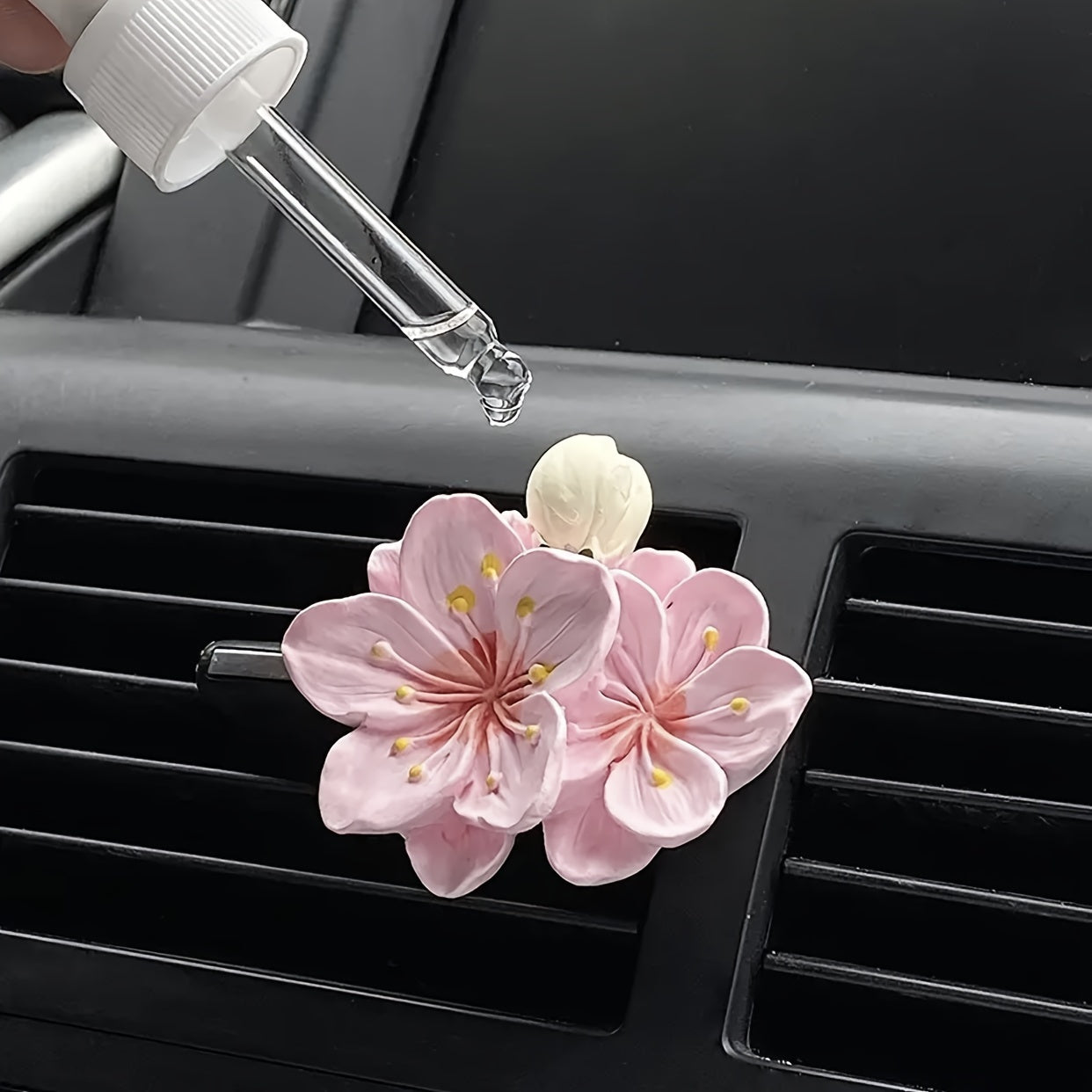 Car Air Freshener Set Floral Scent Peony Design Vent Clip For Car Interior