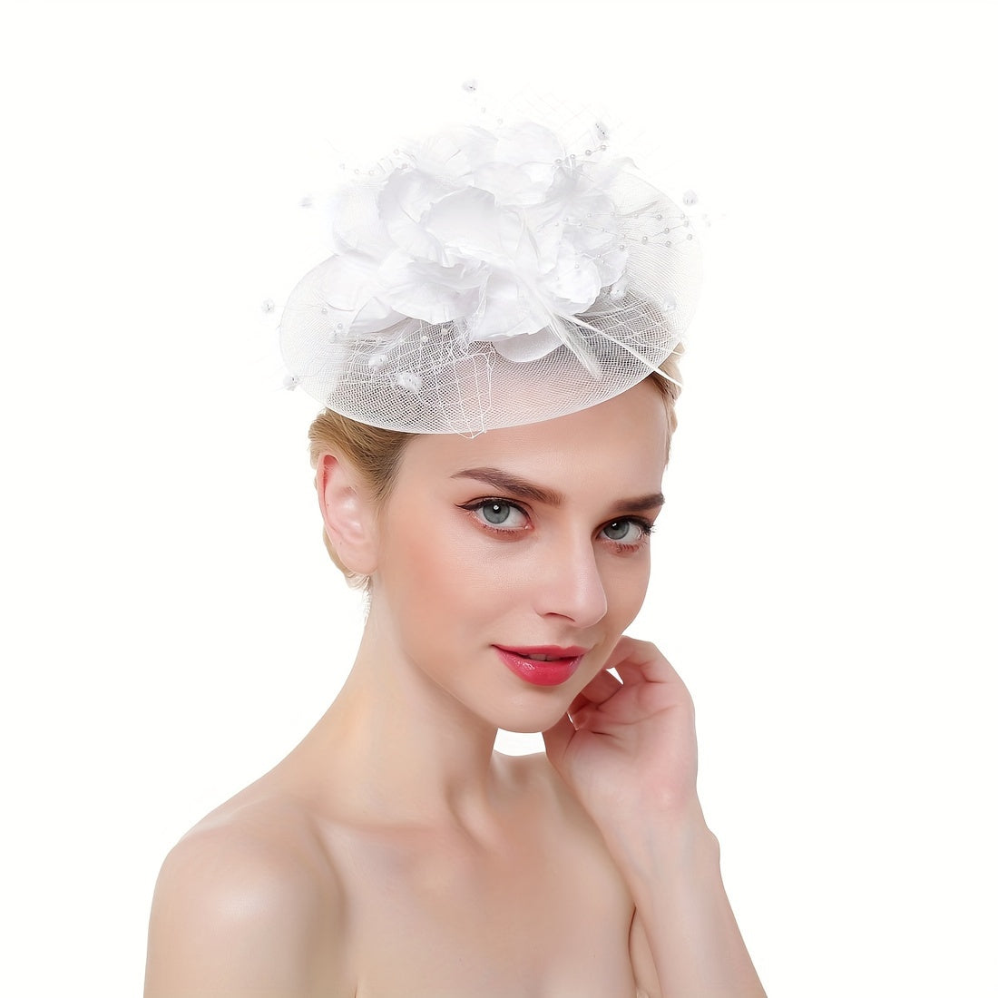 Women's Flower Shaped Fascinator Hat with Mesh for Tea Parties and Special Occasions