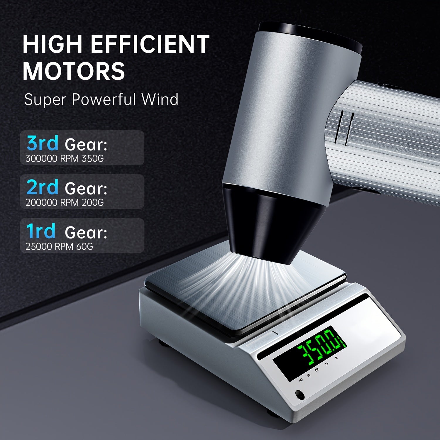 300,000 RPM Electric Air Duster Cordless 3-Speed High-Power Motor Rechargeable Metal Blower for Cleaning Keyboards Cars Home