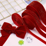 Red Velvet Ribbon 4.57m Glitter Accents for Gift Wrapping Wreaths and Decorations