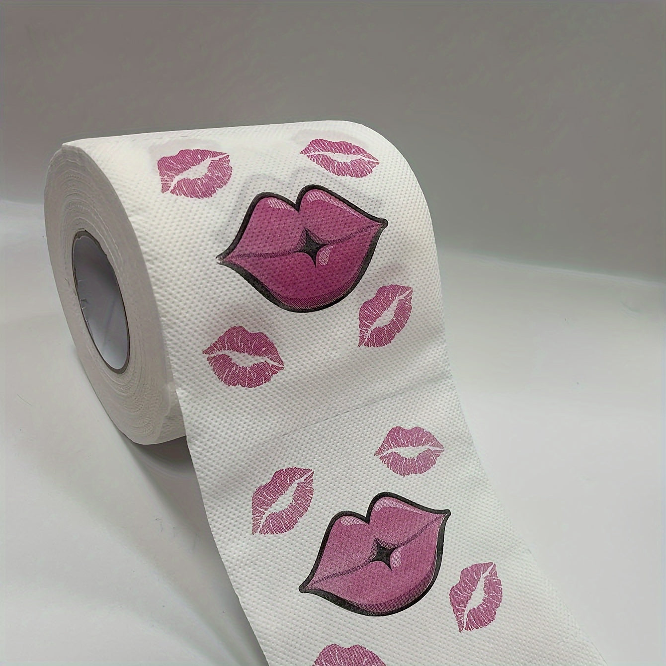 Red Lips Pattern Toilet Paper 1 Roll 3-Ply Bleach-Free Wood Pulp