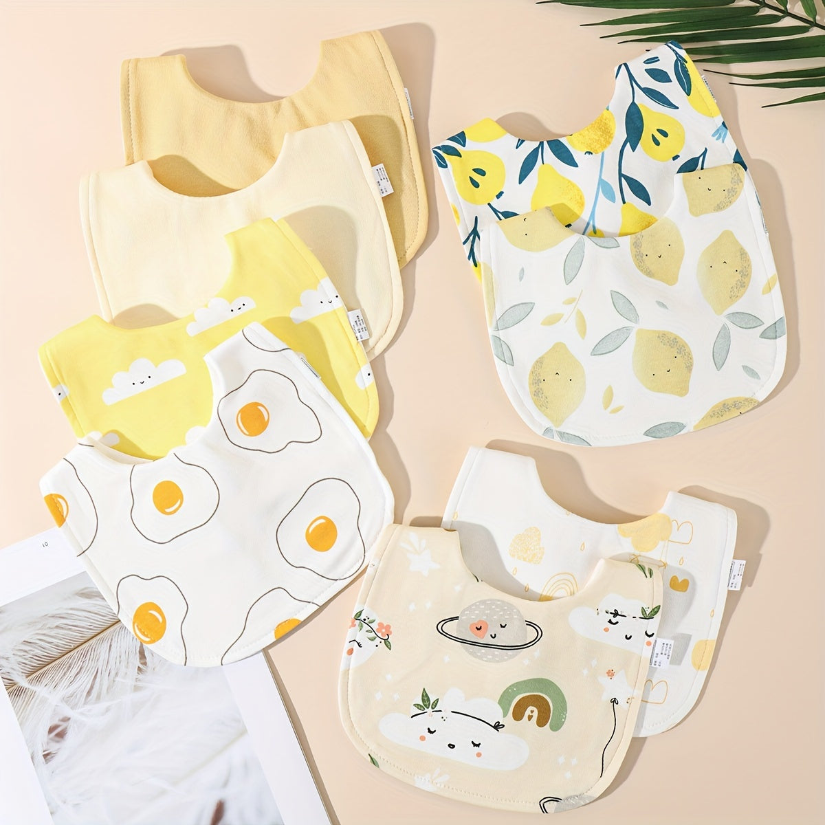 Set of 3 Waterproof Kids Feeding Bibs U-Shaped Durable Boys Girls Snap Closure