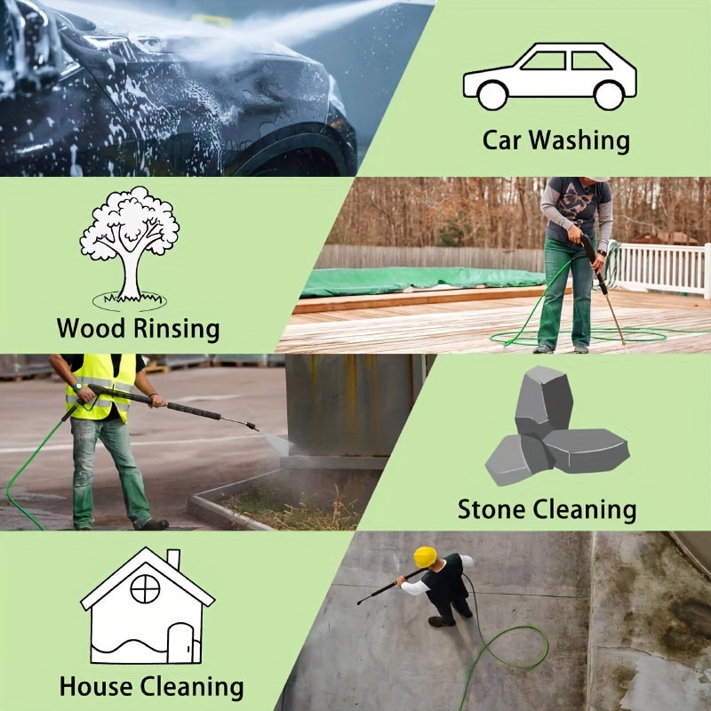 3600PSI Green Pressure Washer Hose PVC Kink-Resistant 1/4 Inch with M22 Fittings