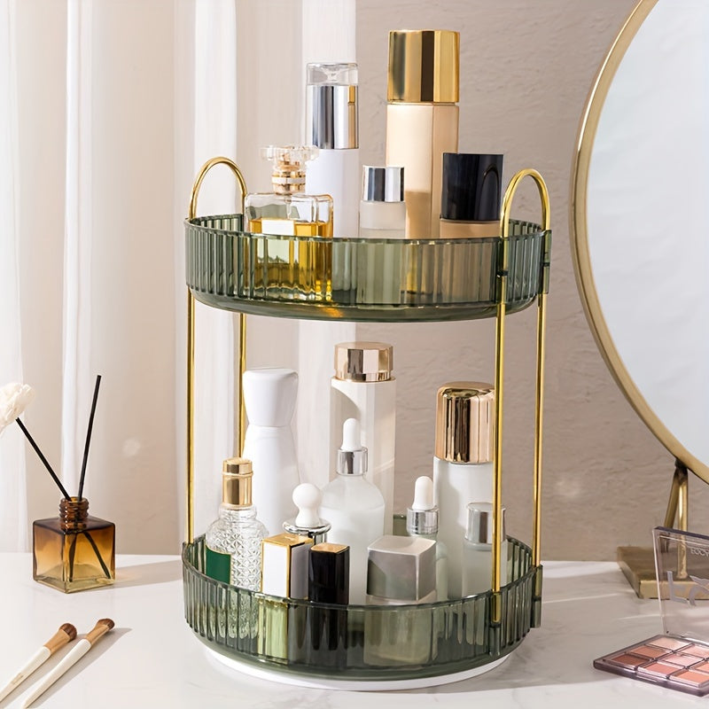 Spacious Rotating Makeup Organizer with Adjustable Carousel for Cosmetics