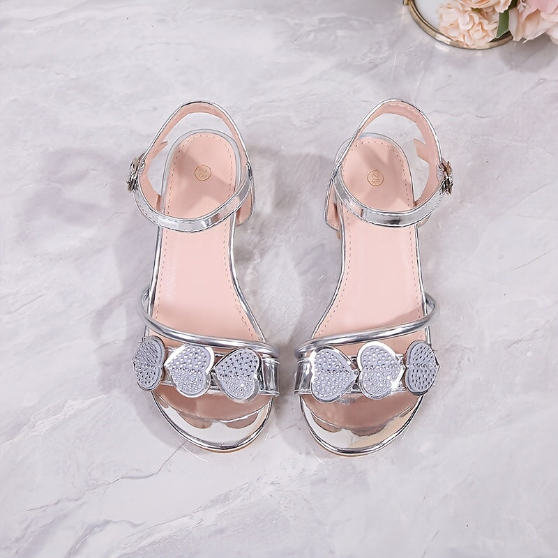 Girls Heart of Peach High Heel Sandals Rubber PU Breathable Solid Color Spring Fall