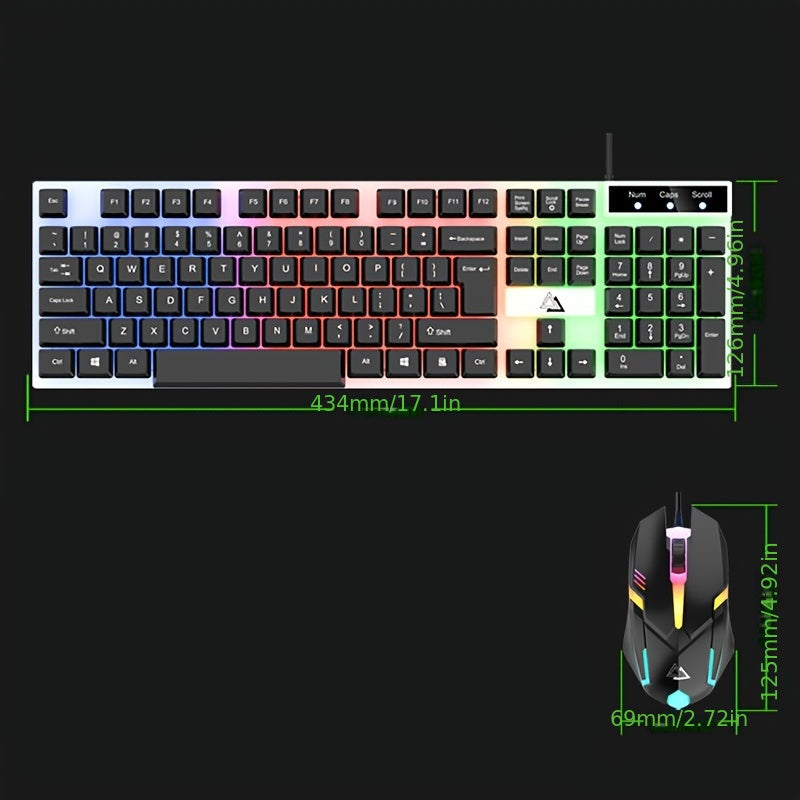 Gaming Keyboard and Mouse Combo with RGB Backlight 104 Keys Ergonomic Black White