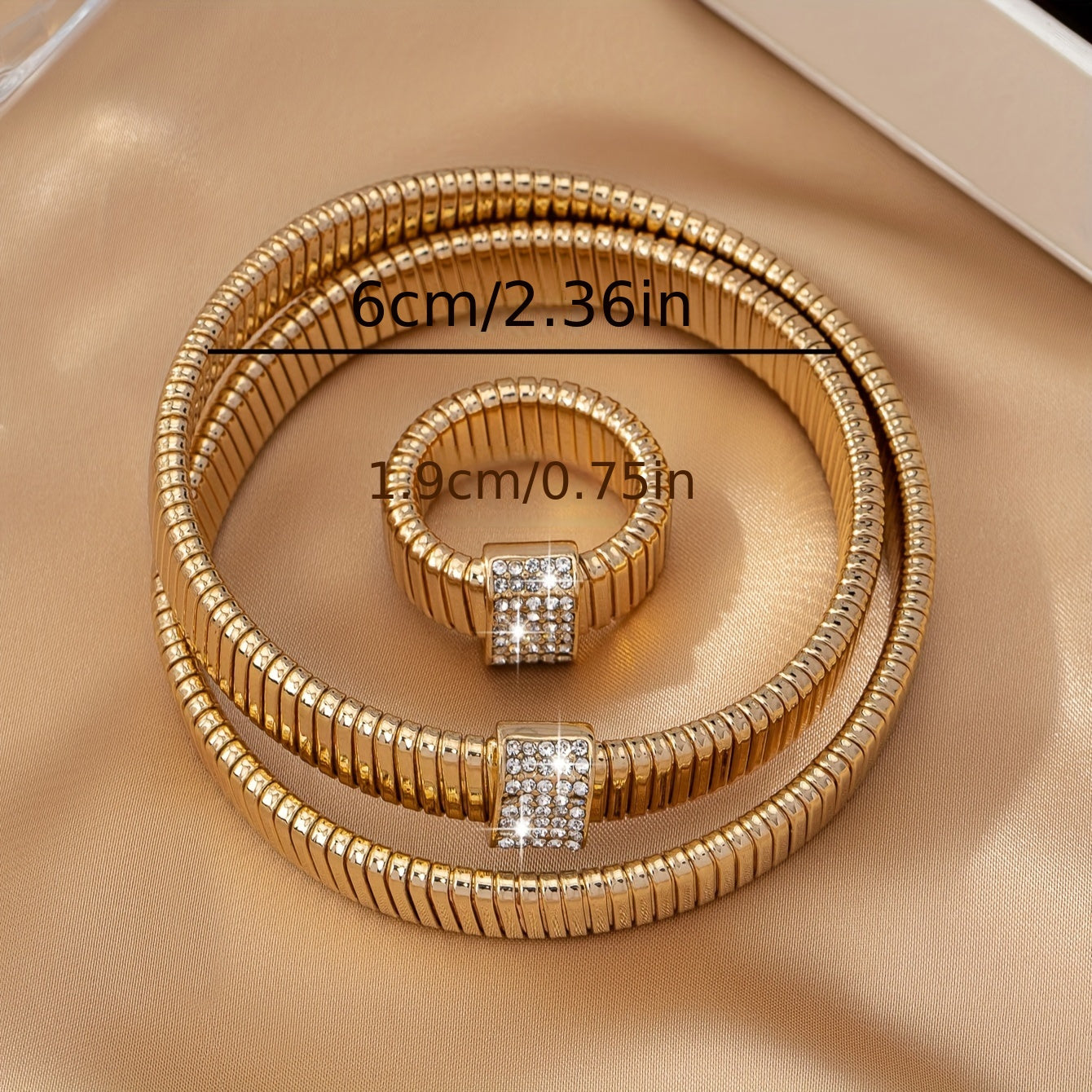 Zamonaviy va jozibador ilon zanjirli bilaguzuk va uzuk to'plami - Ayollar uchun yozgi muhim aksessuar, har kuni kiyish yoki maxsus tadbirlar uchun ideal