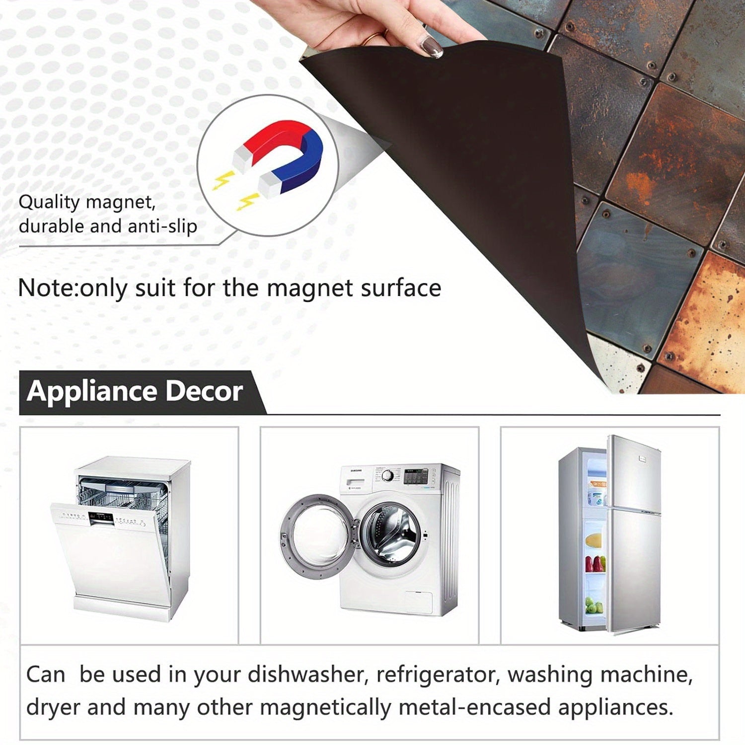 Metall bloklar naqshli idish-tovoq magnet qopqog'i 58.5x65cm suv o'tkazmaydigan bardoshli