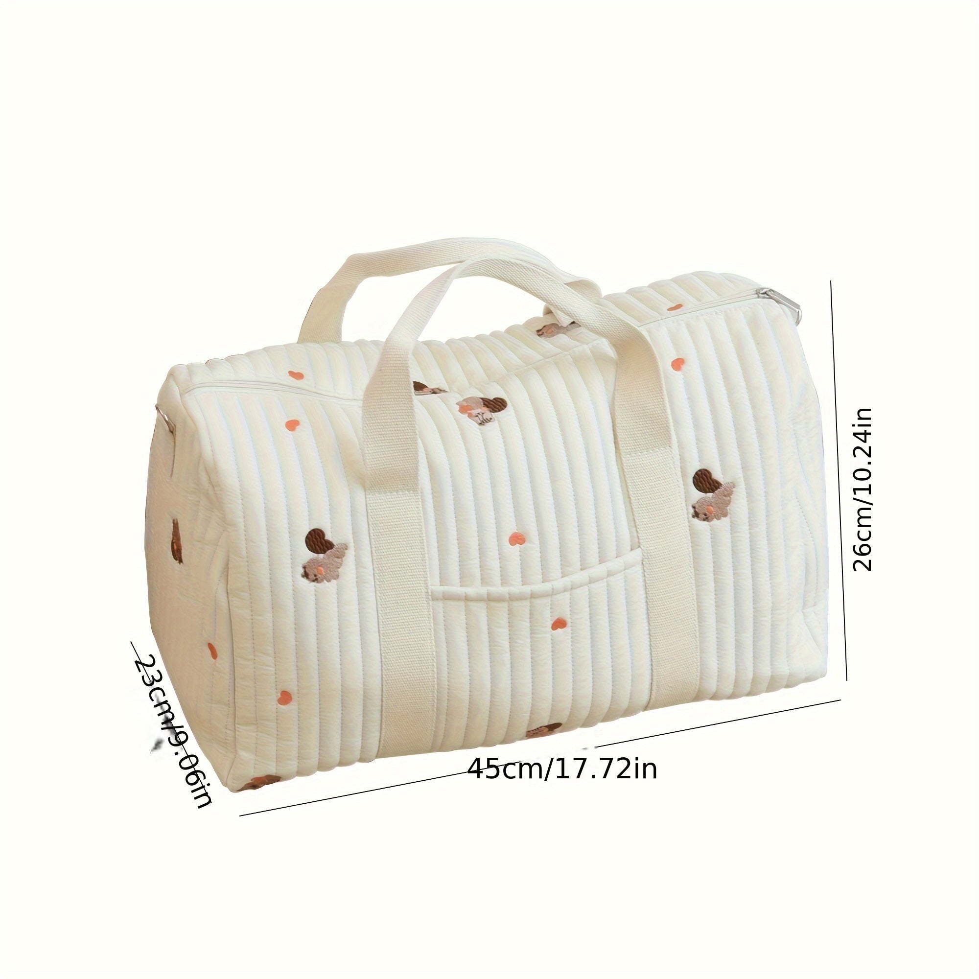 Large Capacity Travel Bag with Embroidered Design, Lightweight, Versatile for Short Trips
