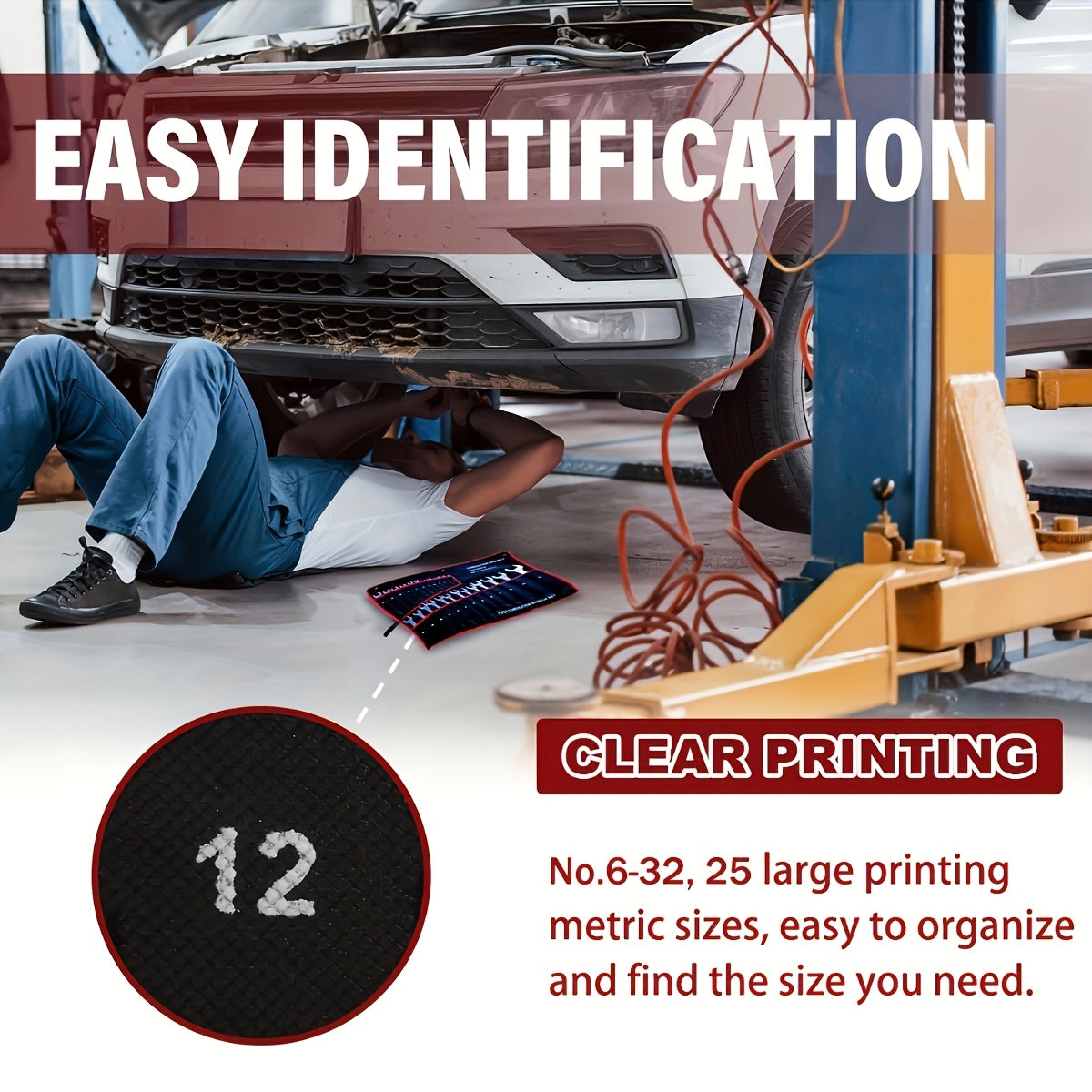 Durable Fabric Wrench Organizer Roll with 25 Pockets Heavy-Duty Tool Storage