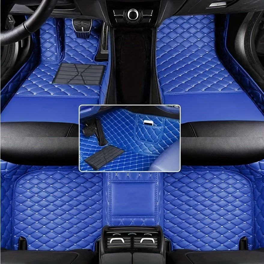 All-Season PU Leather Floor Mats for EV Car Black Full Set