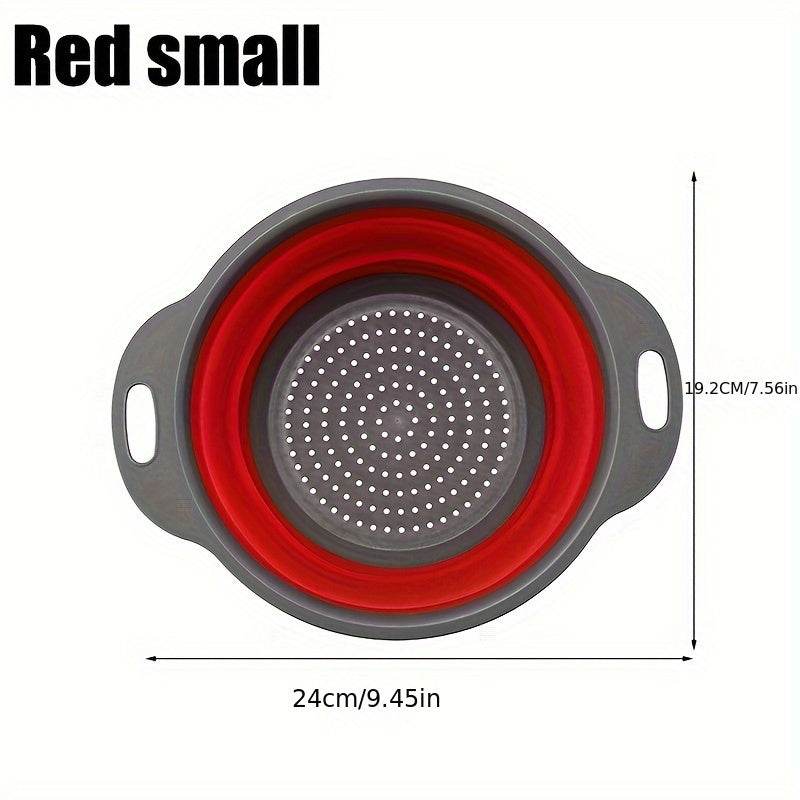 2 Pack Silicone Drain Basket Set Collapsible Funnels for Pasta Vegetables Fruits