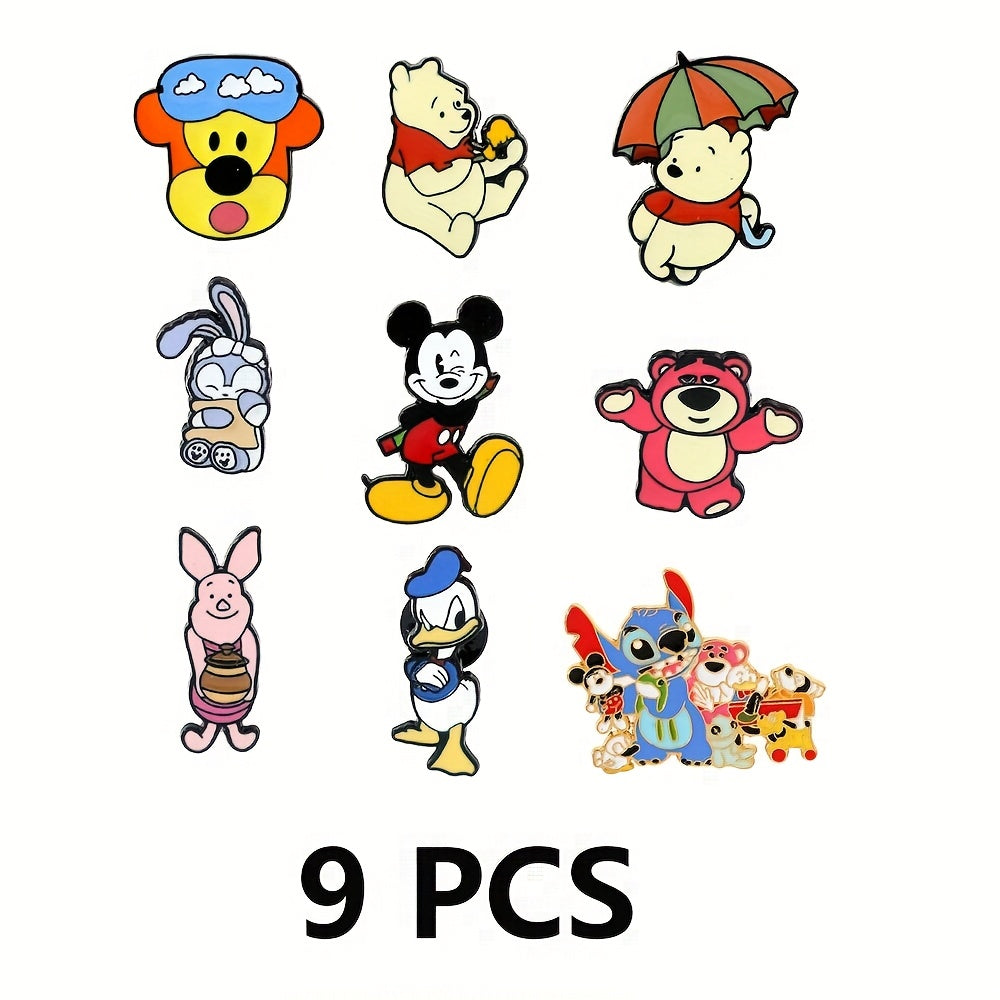 9pcs Cartoon Animal Enamel Pins Set Brooches for Clothing Backpack Accessories Gift