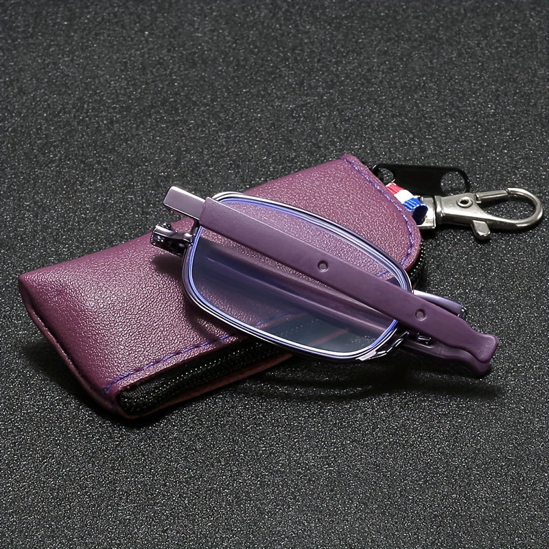 Purple Folding Reading Glasses with Blue Light Blocking and Magnification