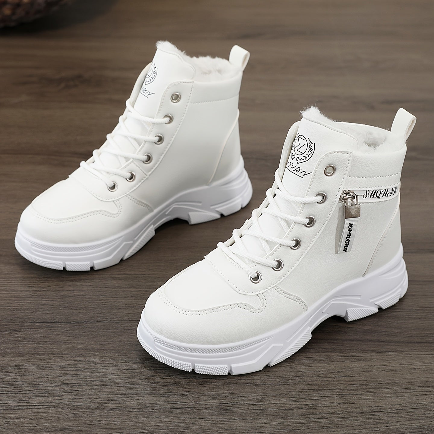 Women's Warm Plush-Lined Ankle Boots with Side Zipper for Winter Snow