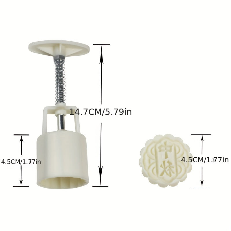 Moon Cake Maker Set with Flower-Shaped Mold and 6 Stamps for DIY Pastry Baking