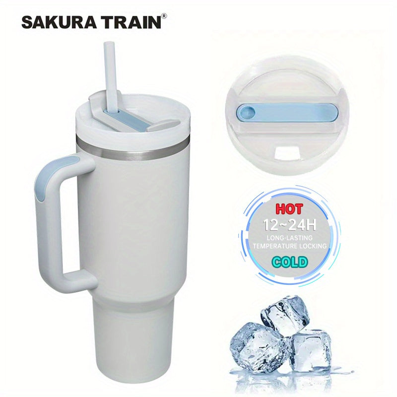 Large Stainless Steel Travel Mug with Straw for Camping School and Sports