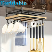 Stainless Steel Kitchen Cabinet Organizer with Hanging Rack for Cutting Boards and Essentials