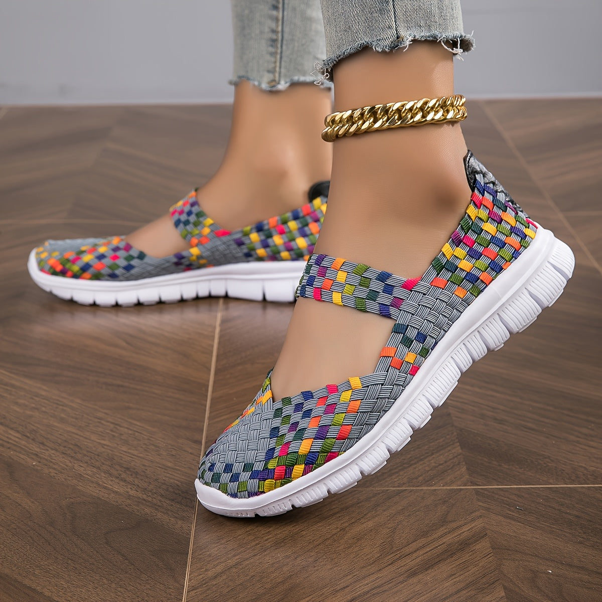 Women's Slip-On Shoes Colorful Beaded Flat Comfort Footwear