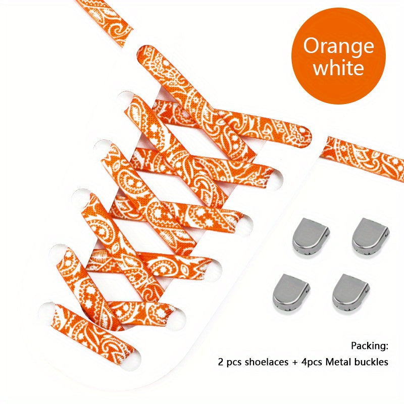 Unisex Elastic Cashew Flower Shoelaces 100cm for Sports and Casual Shoes