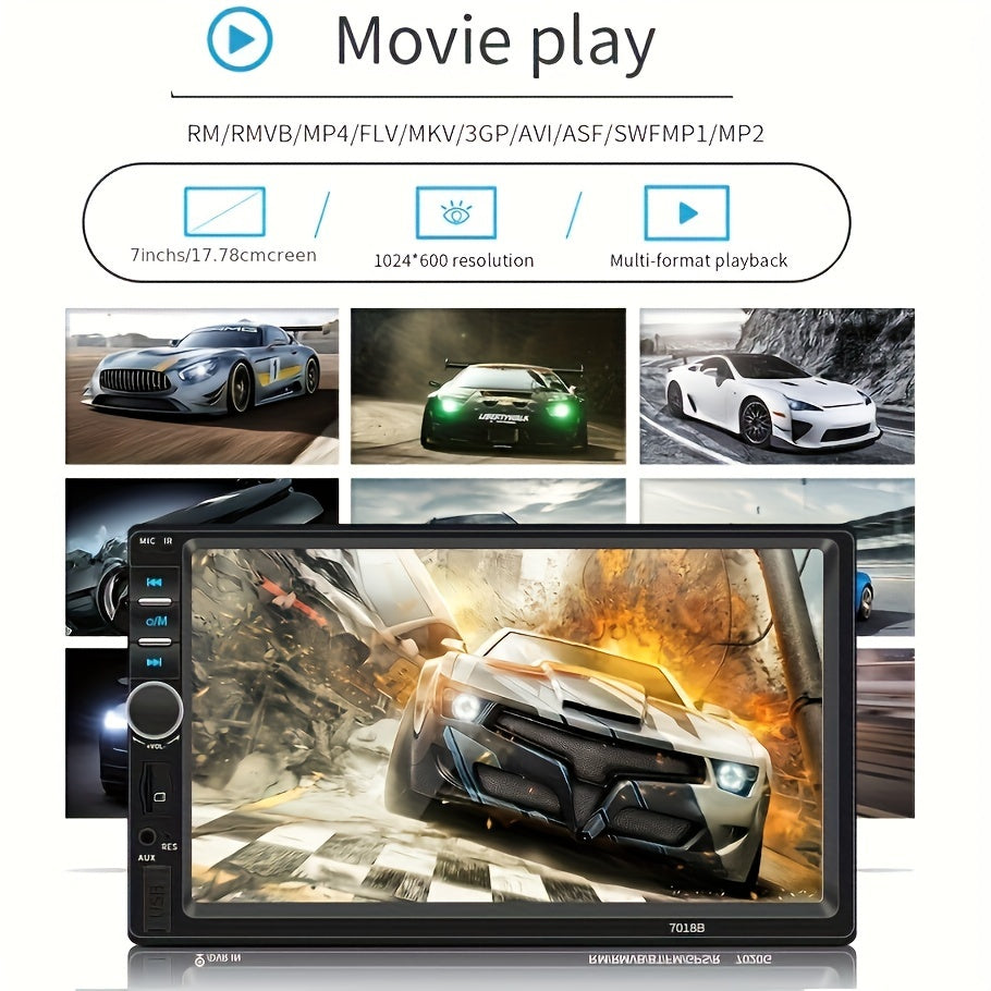 Estéreo de coche Double Din de 17.78cm con cámara de respaldo, inalámbrico, USB, AUX, TF, Mirror Link