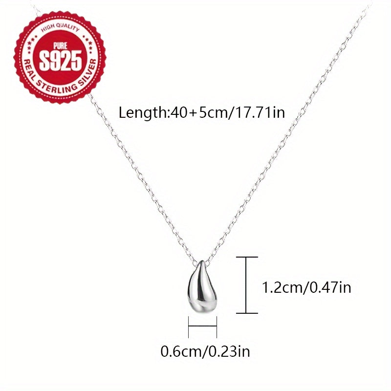 Sterling Silver Teardrop Pendant Necklace with 18K Gold Plating Hypoallergenic Gift Box