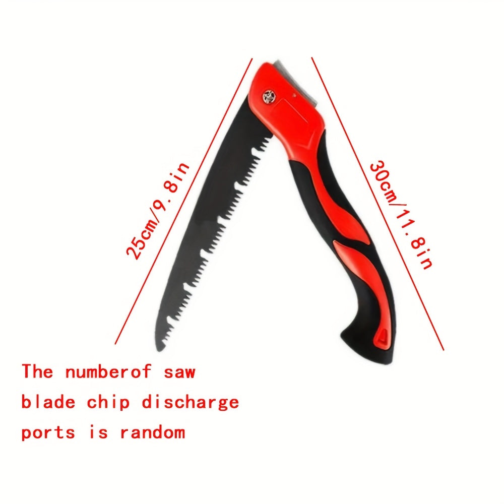Sierra de mano plegable con hoja de acero aleado y mango ergonómico para jardinería y poda