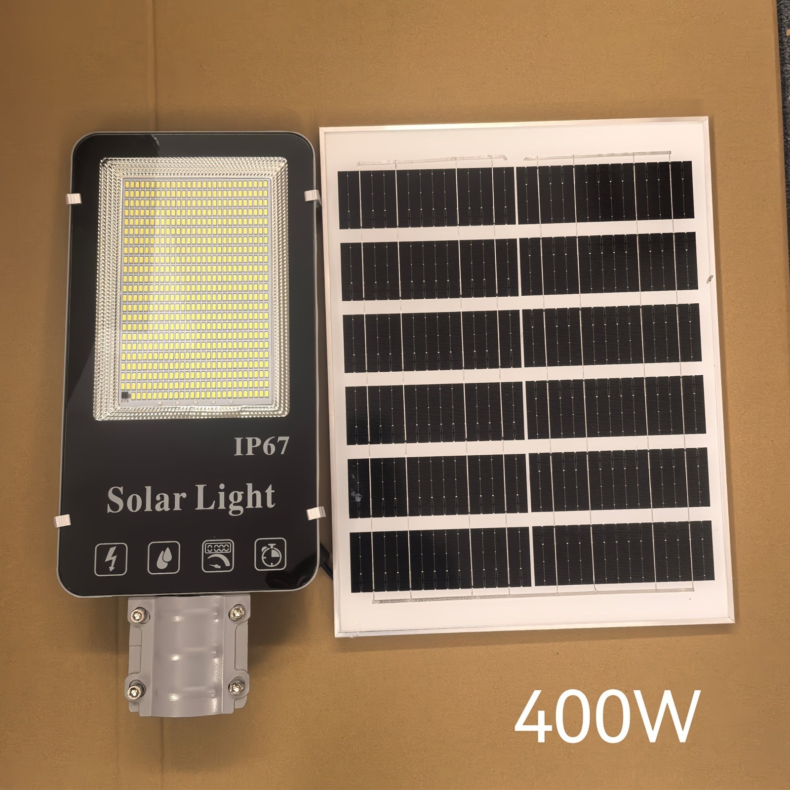 500W Solar Street Post Light with 20AH Battery 25W Solar Panel Remote Control