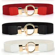Набор из 3 широких эластичных ремней с круглыми пряжками для женских платьев и пальто