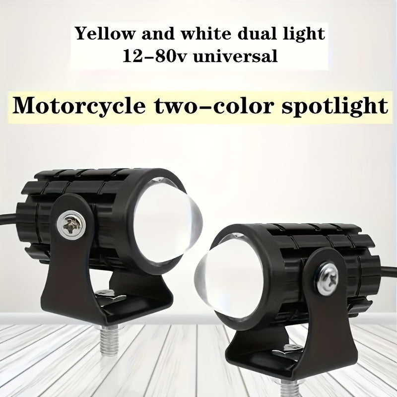 Universal Motorcycle LED Auxiliary Spotlight Dual Color ATV Scooter Light