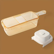 PP materialidan tayyorlangan ko‘p funksiyali maydalangan kartoshka va sabzavotlar kesgichi, batareyasiz va oziq-ovqat bilan aloqa qilish uchun xavfsiz. Qizil murchni kesish uchun ideal.