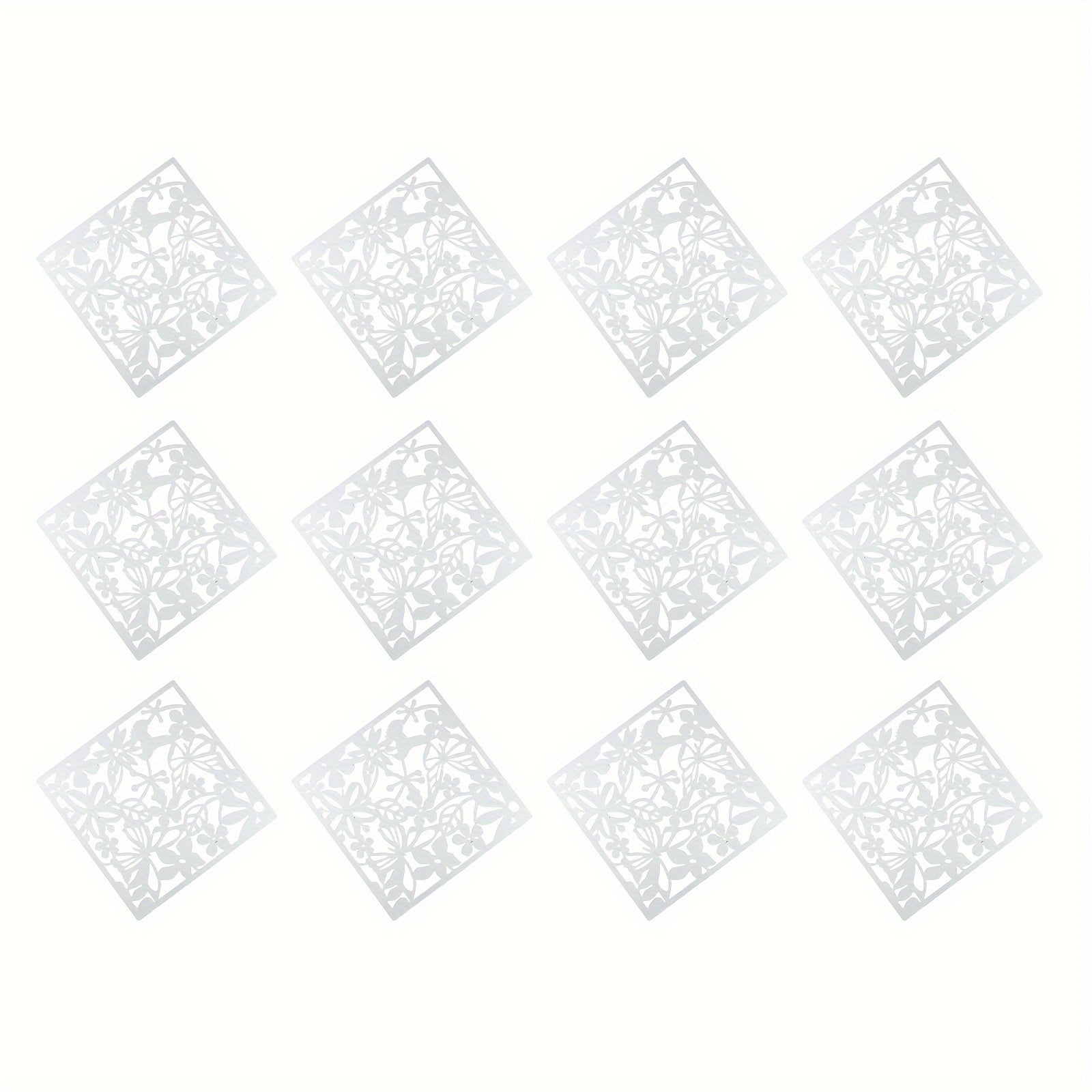 12 ta Elegant Qora Devorga Osiladigan Dekor Elementlari - O'yilgan Bo'sh Dizayn, Elektr energiyasi talab qilinmaydi