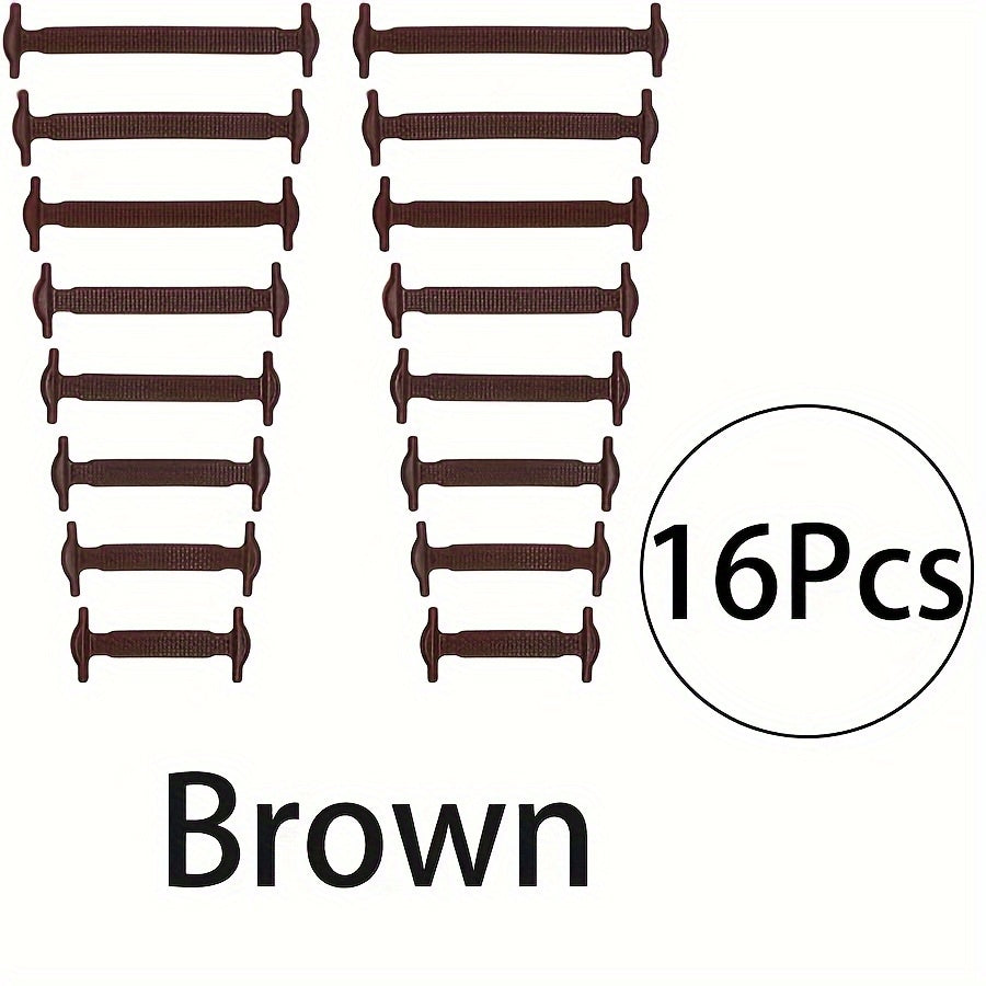 16 Pcs Silicone No-Tie Shoelace Set Adjustable Elastic Sneakers Laces